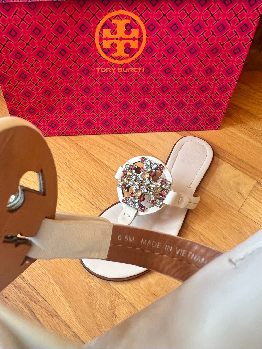 Tory Burch Multicolor Crystal Miller Leather Sandals - Picture 9 of 12